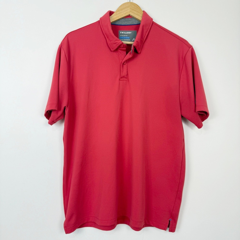 Twillory Performance Short Sleeve Polo Shirt Mens XL‎ Coral Red Athleisure Golf
